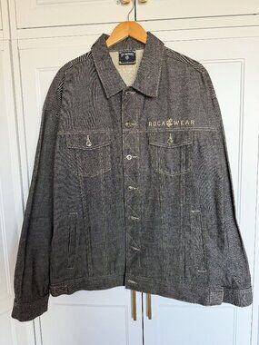 Vintage Rocawear All American Denim Jacket Grey Y2K Hiphop L